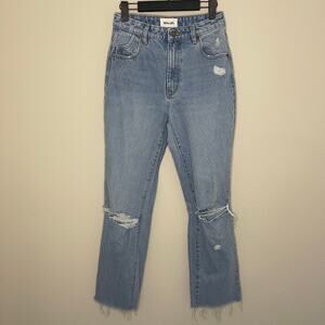 ROLLA’s High Rise Straight Jeans Light Wash Raw Hem - Size